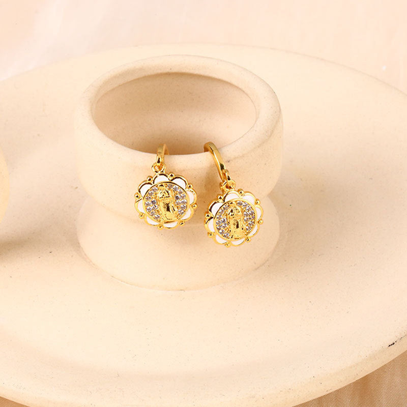 Wholesale Oil Drops Heart Flowers Copper Earrings